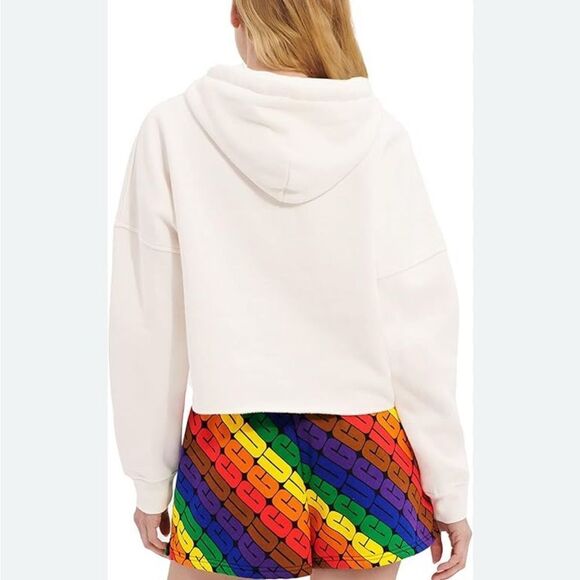 UGG PRIDE 🆕 Women's Cream Hoodie Sweater sequins rainbow 🌈 sweatshirt - Picture 3 of 10